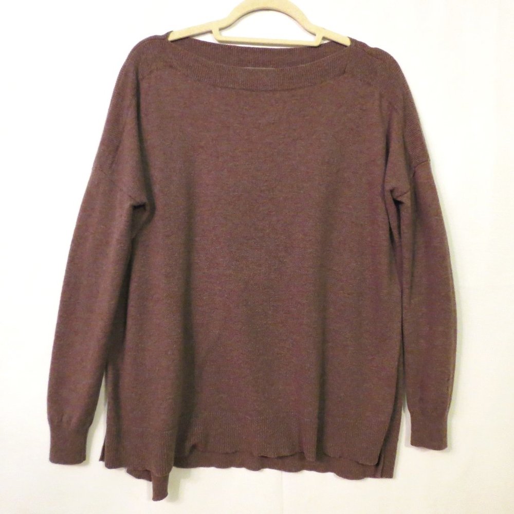 Vince sweater Small Wool Cashmere Oversized Boat neck pullover Brown Long sleeve